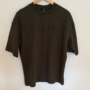 Moncler M Men's Dark Olive Green Short Sleeve Tee with embossed logo good cond